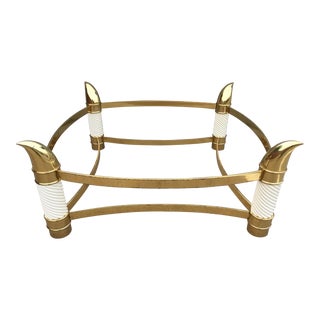 Mid-Century Modern Porcelain & Brass Faux Tusk Coffee Table Base in Tommaso Barbi Italy For Sale