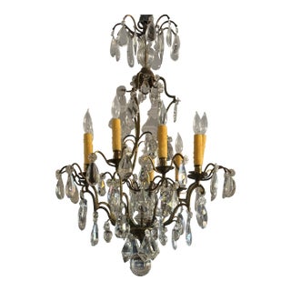 Late 19th Century Baccarat Style Louis XVI Crystal Cage Chandelier For Sale