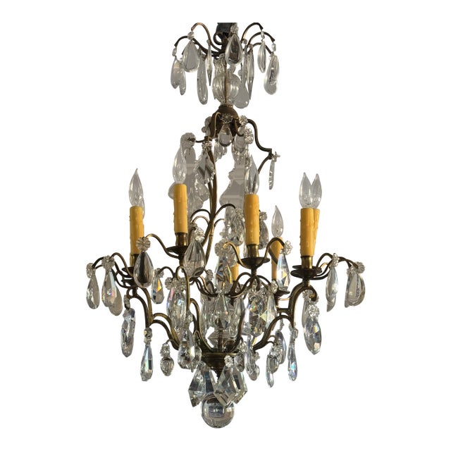 Late 19th Century Baccarat Style Louis XVI Crystal Cage Chandelier For Sale
