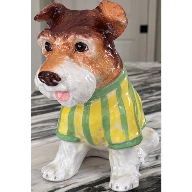 Vintage Ceramic Boston Terrier in Preppy Striped Sweater For Sale - Image 9 of 18