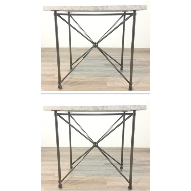 2010s Sherrill Occasional Modern WHite Marble Halmstad End Tables Pair For Sale - Image 5 of 5