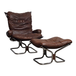 1970s Vintage Harald Relling for Westnofa "Wing" Chair and Ottoman For Sale