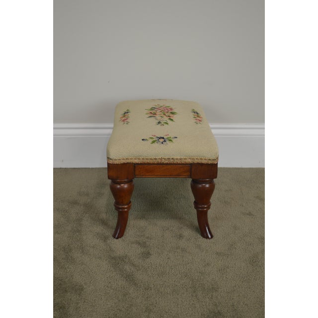 Victorian Antique Walnut Small Needlepoint Footstool Chairish