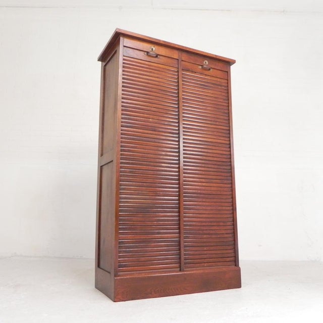 Mid-Century Modern Oak Roller Shutter Cabinet, 1930s For Sale - Image 3 of 18