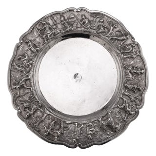 Antique Burmese Royal Silver Repoussé Dish by Ava & Mandalay, 1890 For Sale