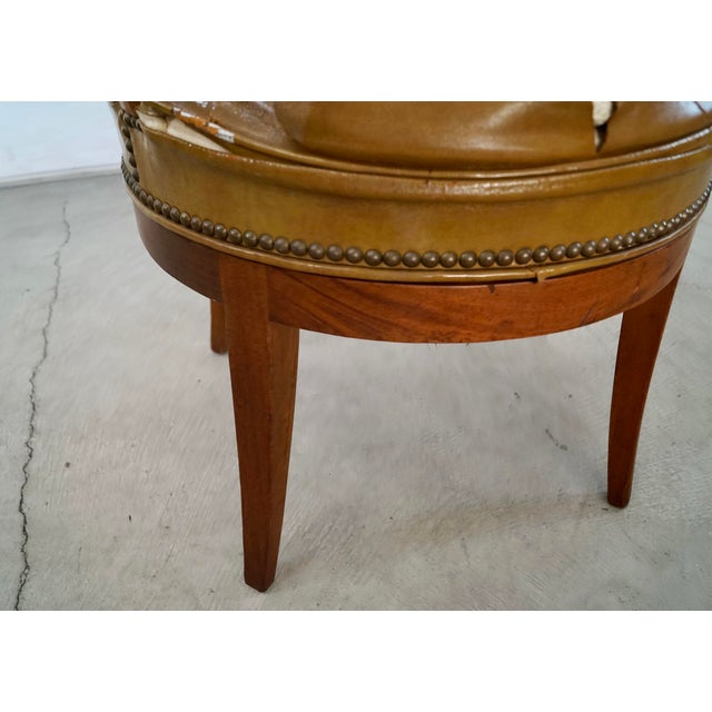 1960’s Mid-Century Modern Leather & Walnut Swivel Armchair For Sale - Image 11 of 12