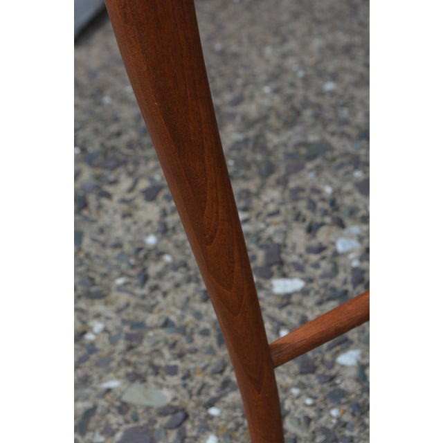 1970s Vintage Wooden Occasional Table With Carved Gallery Edge & Cross Stretcher For Sale - Image 12 of 15