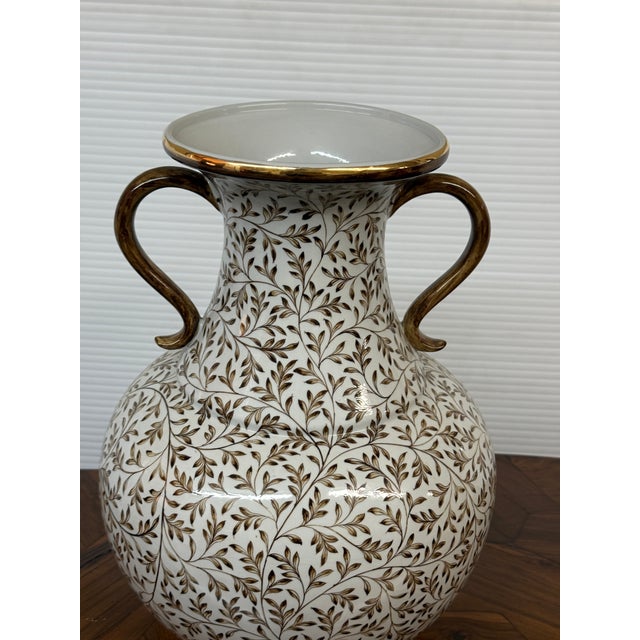 Maitland-Smith Hand-Painted Double-Handled Porcelain Urn Vase, Vintage For Sale In San Francisco - Image 6 of 12