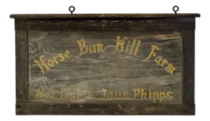 Charming Vintage Large Wooden Trade Sign for Horse Farm