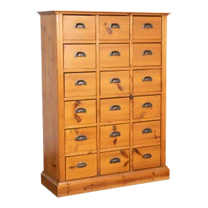 Antique Pine Apothecary Cabinet Chest of 18 Drawers, Denmark, Circa 1880