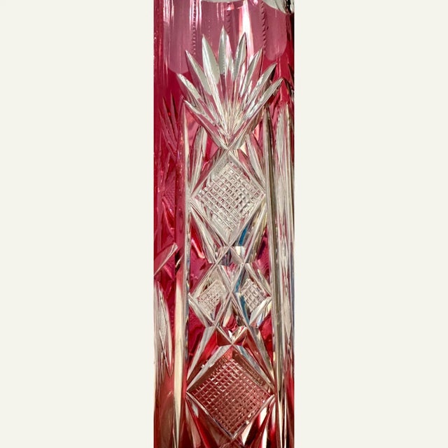 1900 - 1909 American Brilliant Cut Ruby Cut-To-Clear Pitcher, Circa 1900 For Sale - Image 5 of 9