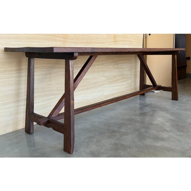 19th Large Spanish Dining or Desk Table with Carved Legs and Wood Stretcher For Sale - Image 18 of 18