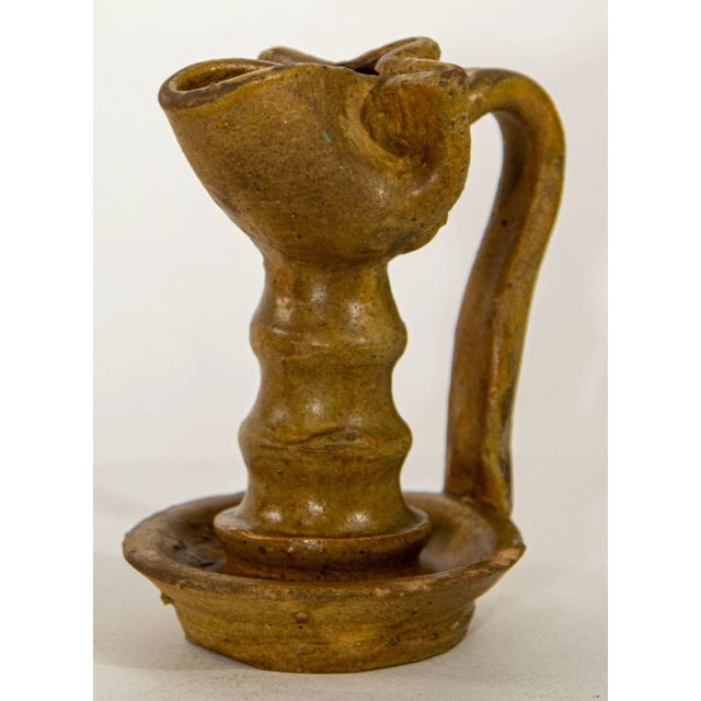 Persian Antique Islamic Persian Nishapur Style Ceramic Glazed Oil Lamp For Sale - Image 3 of 13