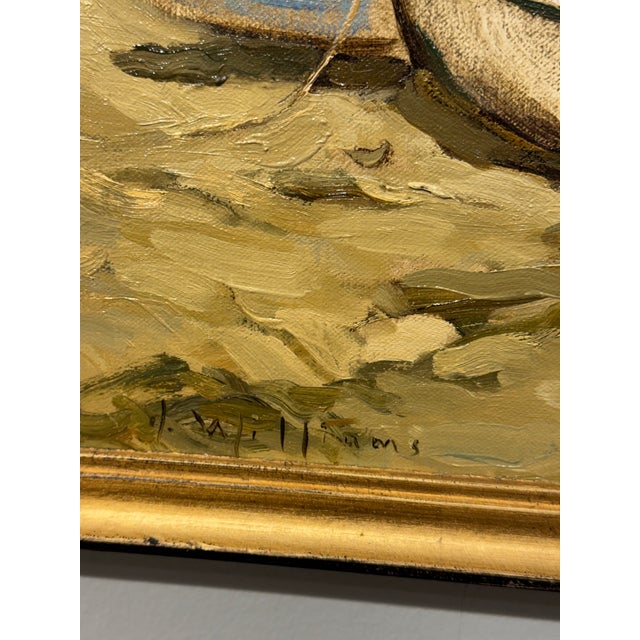 This stunning still life oil painting of the "beached boats at a sunset shore" is a great way to add a bit of classic...