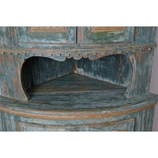 Wood Antique Gustavian Pine Corner Cabinet, Sweden, 1820 For Sale - Image 7 of 11