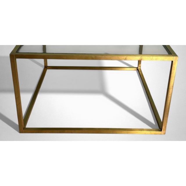 Late 20th Century Willy Rizzo Style Italian Brass and Smoked Glass Coffee Table For Sale - Image 12 of 17