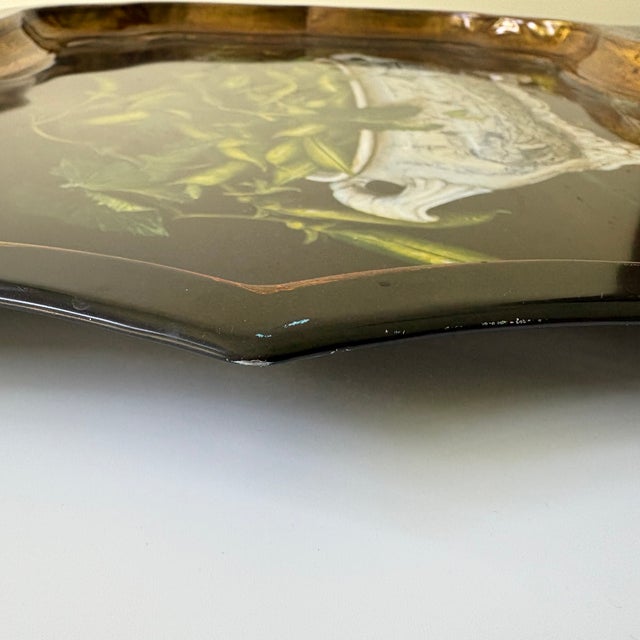 Keller Charles Toleware Serving Tray With Stephanie Hoppen Artwork Featuring Blue and White Porcelain For Sale - Image 11 of 11