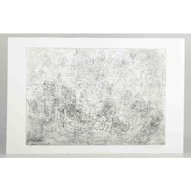 Mogens Nørgård (b. 1945) Etching, 1988 A graphic work executed as an etching with fine and complex lines, where the motif...