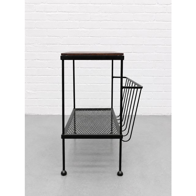 1950s Mid Century Modern Industrial Black Metal Magazine Stand / Side Table, C. 1960's For Sale - Image 5 of 11