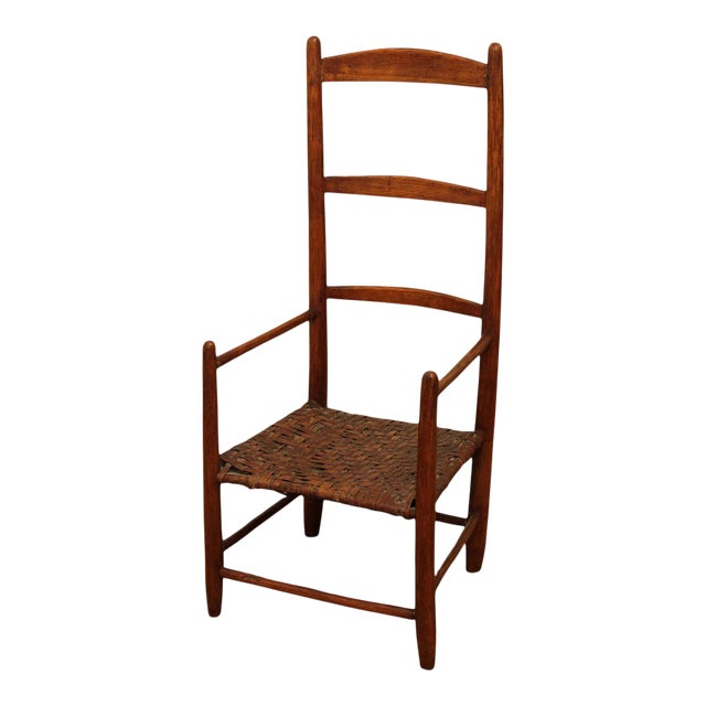 Youth Ladder Back Chair with Basketweave Cane Seat For Sale