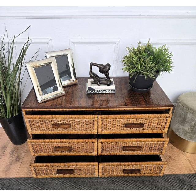 Vintage Italian Bamboo and Rattan Bohemian Chest of Drawers, 1960s For Sale - Image 4 of 9