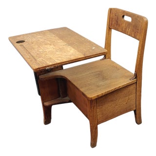 Vintage Wooden School Desk by Langslow and Fowler Co. For Sale