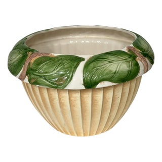 Vintage Rare Jay Willlfred for Andrea by Sadek Glazed Philodendron Leaf Planter, Made in Portugal For Sale