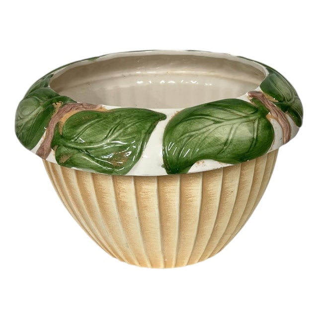 Vintage Rare Jay Willlfred for Andrea by Sadek Glazed Philodendron Leaf Planter, Made in Portugal For Sale