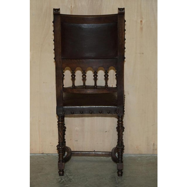 French Henry II Oak & Embossed Leather Dining Chairs, 1880s, Set of 6 For Sale - Image 16 of 18