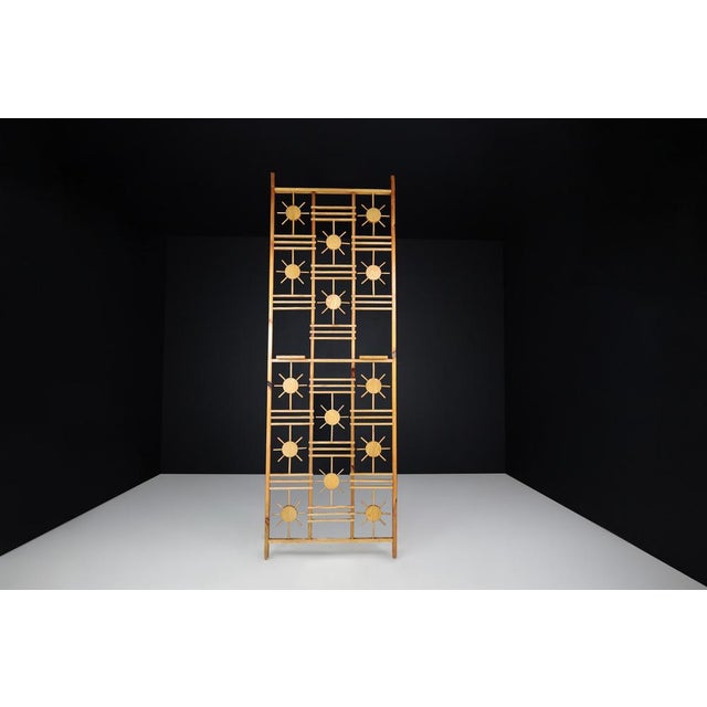 Mid-Century French Pine Room Divider with Sunburst Accents, 1960s For Sale - Image 10 of 11