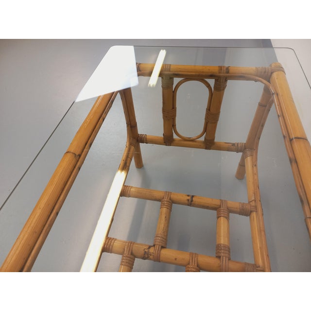 Vintage Coffee Table in Clear Glass and Rattan, 1970s For Sale - Image 10 of 13