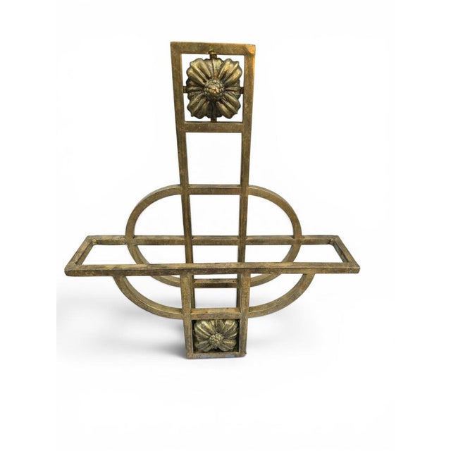 1910s Art Nouveau Gilt Brass Wall-Mounted Magazine Rack, 1910 For Sale - Image 5 of 13