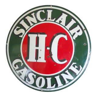 Two-Sided Porcelain Man Cave Gas Station Advertising Sign For Sale