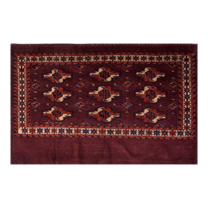 1871s Red Wine Geometric Antique Turkmen Tekke Chuval Rug 2'6" X 3'9" Handknotted Wool Carpet