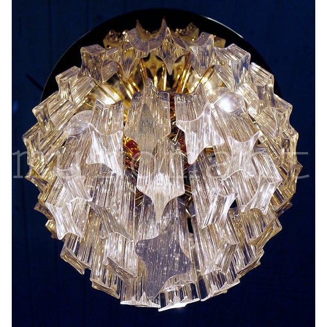 Venini Gold-Plated & Crystal Chandelier by Paolo Venini for Camer, Italy, 1970s For Sale - Image 4 of 8