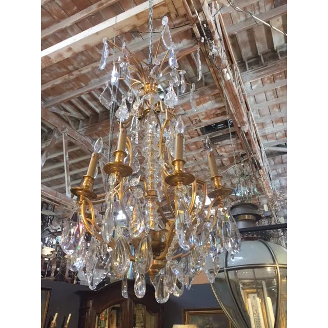 1900s French Dore Bronze & Crystal Chandelier For Sale - Image 10 of 10
