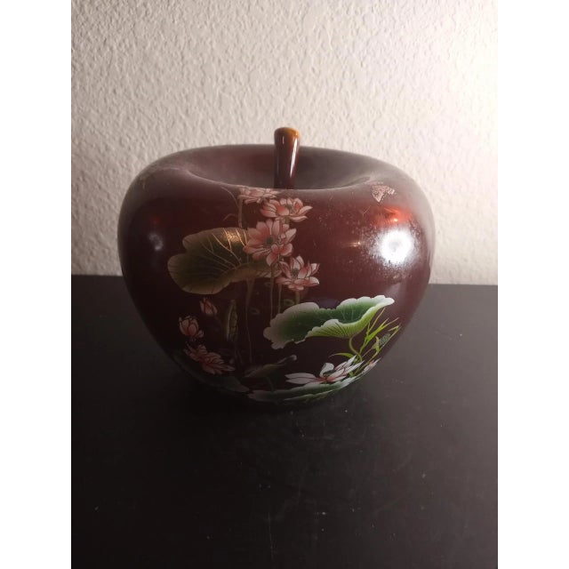 Ceramic Vintage 1980s Oriental Carlton Ware Rouge Enamel Apple Figurine For Sale - Image 7 of 7