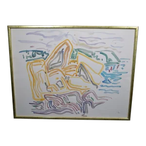 Peter Pfosi "Landscape" Watercolor Painting, Monogrammed and Dated 1987, Framed