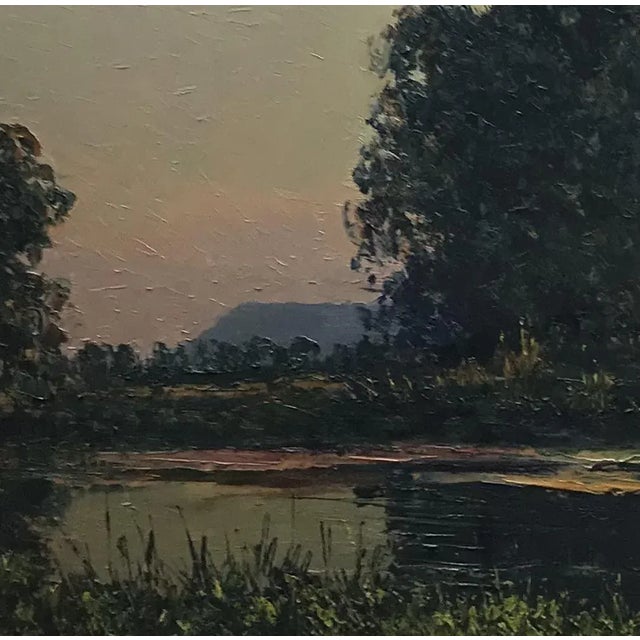 Otto Clénin, Au bord de l'étang, 1930, Oil on Wood, Framed For Sale - Image 4 of 7