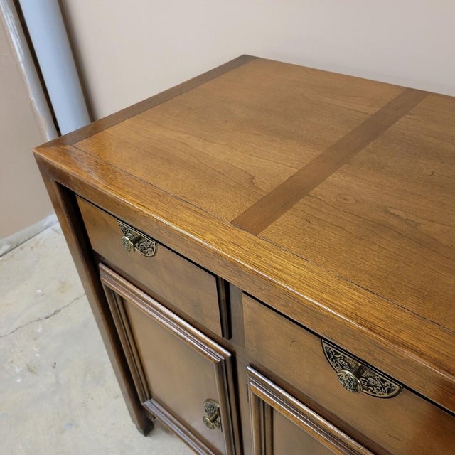 1960s 1960s Century Furniture Asian Modern Fruitwood Credenza With Brass Hardware For Sale - Image 5 of 10