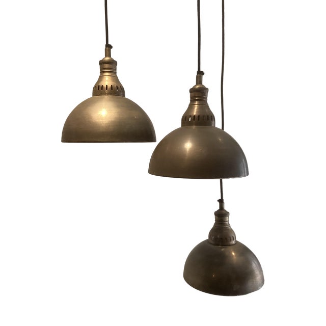 Vintage Brass Pendant Lights, 1980s, Set of 3 For Sale