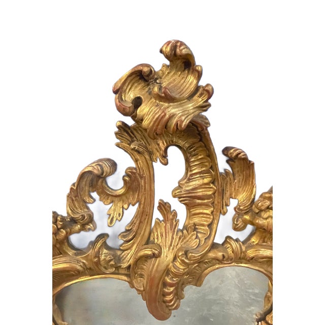 Vintage Italian Giltwood Rococo Style Wall Mirror- For Sale In Atlanta - Image 6 of 12