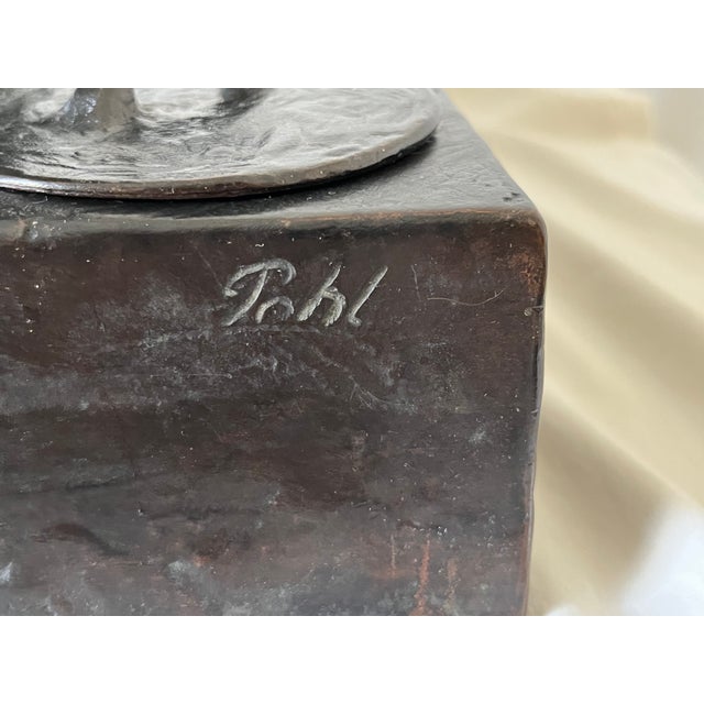 Early 20th Century Adolf Joseph Pohl Large Bronze Antique Desktop Inkwell / Sculpture For Sale - Image 9 of 18