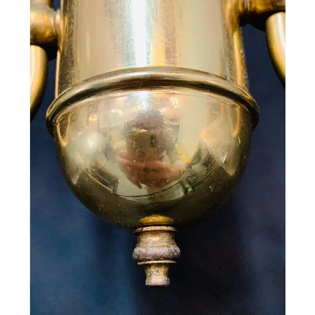 Metal Georgian Brass Two Flared Glass Shades Pendant or Chandelier For Sale - Image 7 of 13