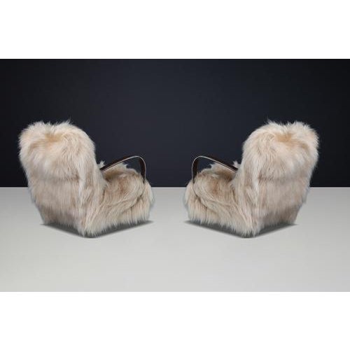 Lounge Chairs in Icelandic Sheepskin from Jindřich Halabala, 1940s, Set of 2 For Sale - Image 10 of 18