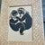 Original 5 x 7 wood block print on cream colored paper unsigned Overall size with tabletop frame is 8 x 10