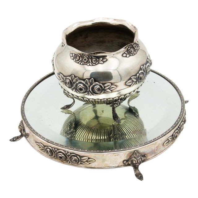 Silver Centerpiece with Floral Motifs For Sale