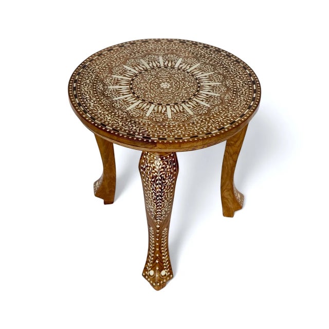 2020s Indian Bone Inlay Round Table For Sale - Image 5 of 5