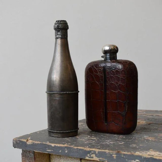 Vintage Art Deco Waldorf Silver Plate Champagne Bottle Cigar Holder/Humidor, Circa 1910-1920s. Clever trompe l'oeil...