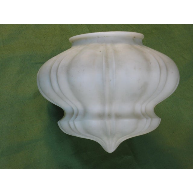 White Vintage Light Shade Frosted Glass Empire For Sale - Image 8 of 11